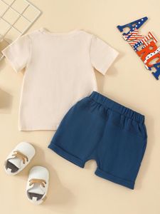 Conjuntos de roupas MYBFYABO 4th Of July Baby Boy Outfit 2pcs Dia da Independência Crianças Meninos Roupas Ternos Carta Bandeira Estrelas Estampado T-shirt Curto