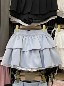 Spódnice Koreańska mini mini spódnica dla kobiet 2023 Summer Ruffles A-Line Girl