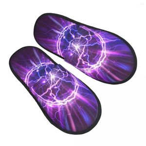 Slippers Indoor Electric Ball Abstract Plasma Sphere Warm Winter Home Plush Fashion Soft Fluffy