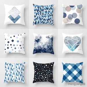 Kudde/dekorativt CM -mode Simple Geometric Cushion Cover Blue Cover Decor SOFA CUDION COVER Heminredning R230629