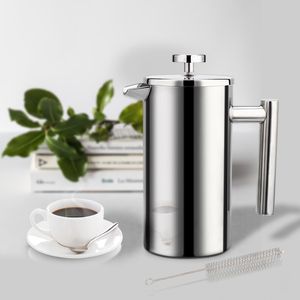 Coffeware sätter kaffebryggare franska pressen i rostfritt stål espresso kaffemaskin hög kvalitet dubbelvägg isolerad kaffe te maker potten 1000 ml 230628
