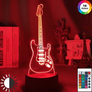 Altro Home Decor Strumento musicale Baby Night Light Led 7 colori che cambiano arredamento camera da letto Light Guitar Gift for Kids Girls Table Usb 3d Lamp Bass J230629