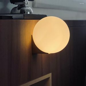 Lampada da parete moderna camera da letto comodino luci a sfera in vetro arredamento soggiorno nordico led bagno specchio per trucco applique luce