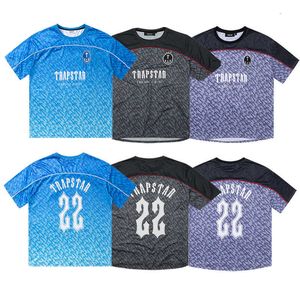 Trapstar Football Jersey Designer Mens Shirt Mesh Short Sleeve Blue No.22 Sportswear T-shirt Leisure Trend Street Fashion Mgc3