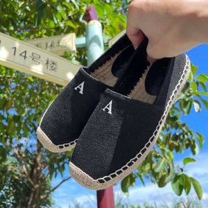 2023 Luxury Casual Women Shoes Espadrilles Summer Designers ladies flat Beach Half Slippers fashion woman Loafers Fisherman canvas Shoe