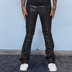 Men's Fashion Men PU Leather Pants Vintage Slim Fit Straight Trousers Spring Autumn Casual Streetwear Skinny Long Pant Male 230628