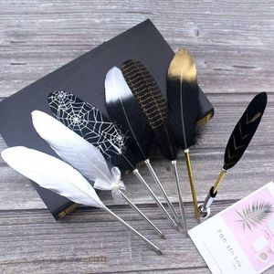 Wedding Decor Christmas Gift Black Novelty Stationery Writing Tool Signature Feather Pen Ballpoint Pens