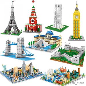 Bloklar Dünyaca Ünlü Gezilecek Yerler Modeli Bina Oyuncakları Şehir Sokak Görünümü Minyatür Yapı Taşları Montaj Dekoratif Oyuncaklar R230629
