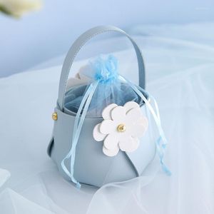 Confezione regalo 10 pezzi Borsa a forma di fiore in pelle portatile Candy Chocolate Forniture creative per matrimoni Festa di compleanno Scatola per San Valentino