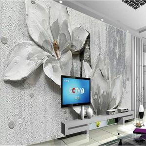 Papéis de parede Orchid Relief Wall Background Decoração Home Improvement 3D Wallpaper Para Paredes Mural Decorativo