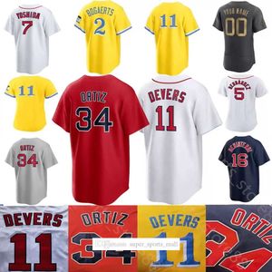 Topp 2023 Custom S-4XL Trevor Story David Ortiz Jersey Ted Williams Martinez Chris Sale Bogaerts 11 Rafael Devers 7 Vazquez basebolltröjor