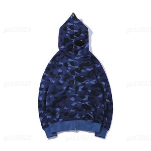 Full Zip Up Shark Hoodie Herren Camo Hoodie Reißverschluss Strickjacke Gepolsterter Abschnitt Kapuzenpullover Herren Hip Hop Streetwear Designerkleidung