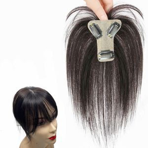 Synthetic s 7x8cm Human Hair Toppers For Women Thin Clip In Topper With 3D Air Bangs Hairpieces for Mild Loss Volume Cover Grey 230629