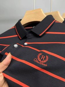 Mens Polos High End Marka Buğday Kulak Nakış Uzun Kollu Tshirt Mens Sonbahar Yakel Çizgili Paul Polo Gömlek Moda Mercerize Pamuk Top 230629