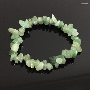 Strand Feminino Pulseiras Healing Balance Cru Pepitas Natural Green Aventurina Chip Contas de Pedra Meditação Jóias Quartzo Masculino