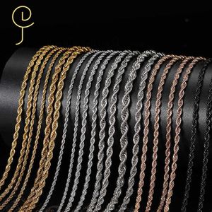 Excellent Jewelry 2mm 3mm 4mm 5mm 6mm Hip hop 14k 18k Gold Plated Stainless Steel Jewelry Wholesale Twist Rope Chain Necklace