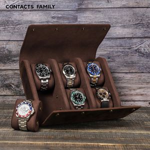 Smyckeslådor Läderklocka Arrangör för män Travel Storage Bag Luxury Wates Package Case Casket Portable Retro Display 6 SLO 230628