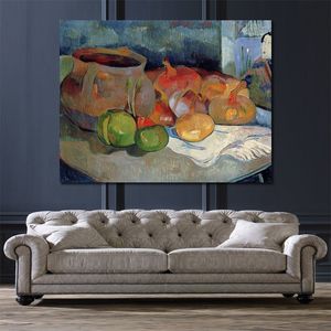 Natürmort Soğan Pancar ile Paul Gauguin Boyama Manzaralar Tuval Sanat El Boyalı Yağlı Yapıt Modern Ev Dekor