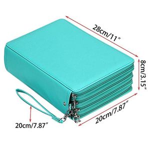 Väskor 200 Slot Portable Colored Pencil Case Holder Waterproof Large Capacity Pu Leather Pencil Bag Box For Student Gifts Art Supplies