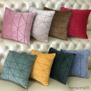 Cushion/Decorative Embroidery Geometric Lattice Cushion Cover Sofa Simple Throw Waist for Home Living Room Bedroom Decor R230629