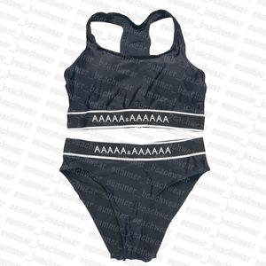 Bikini a vita alta Set da donna Canotta Costumi da bagno Lettere Bikini stampati Set da spiaggia in stile casual