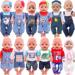 Puppenzubehör ist Jeansanzug, Kleidung für geborene Babys, 43 cm, Artikel 18 Zoll, American Girls, Spielzeug, Geschenk unserer Generation, 230629