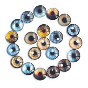 Acessórios para bonecas 20 pçs 8 20 mm Aleatórios Olhos mistos Olhos de dragão redondos em pares Padrão Vidro Flatback Po Cabochons Base 230629