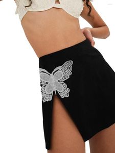 Skirts Women Mini Skirt High Waist Butterfly Slit Slim Fit Summer Bodycon Clubwear For Party