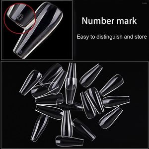 Unhas Postiças 500PCS Press On Tips Transparente Cobertura Total Falso Acrílico Gel UV Sistema de Extensão Unha Oval Amêndoa Esculpida