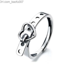 Band Rings Wave Ring Silver 925 Belt Buckle Design Vintage Y2K Accessories Fine Jewelry Birthday Party Gift for Girl Friend Dropshiping 2023 Z230629