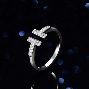 Brand Charm Tffs To sam S925 Srebrny pierścień podwójny t female mo sang diamentowy ogon pai transmisja na żywo