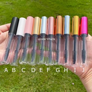 Aufbewahrungsflaschen Tragbare 10 ml rosa weiße Lippenflasche Wimpern leere Mascara-Röhrchen klarer benutzerdefinierter Lipgloss-Kosmetikverpackungsbehälter