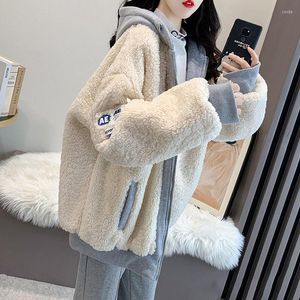 Women's Hoodies Furry Jacket All-match Autumn And Winter Clothing Korean Loose Design Sweater With Thick Velvet