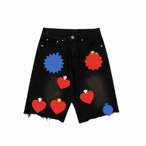 Projektanci Chromees serca krótkie męskie dżinsy szorty mężczyzna mężczyzna Chrome Summer Heart Sanskrit Cross Pattern Casual Pants Bieganie sp 953