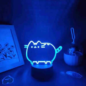 Other Home Decor Cute Animal Cat Kitten 3D LED Neon Lava Lamps RGB Battery Night Light Colorful Gift For Kid Child Kawai Bedroom Table Desk Decor J230629