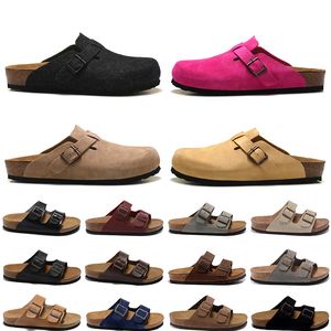 Top Og Boston Cogs Luxury Designer Sandaler utomhus tofflor mode sommar kvinnor män olied huvud läderväska mocka filt skjutreglage spänne remmen platt avslappnade sneakers