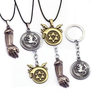 Colares com Pingente Atacado Anime Fullmetal Alchemist Edward Elric Colar Braço de Aço Chaveiro para Homens Mulheres