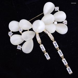 Brosches Elegant Rhinestone Crystal Opal Bow Knot Brooch Pin Luxury Pins For Women Bridal Wedding Jewelry Gift Broches Mujer