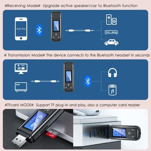 Connettori Usb Bluetooth Ricevitore Adattatore Trasmettitore Recettore Bluetooth 5.0 Adattatore Audio per Auto Pc Tv Adattatore Wireless Lcd 3.5mm Aux