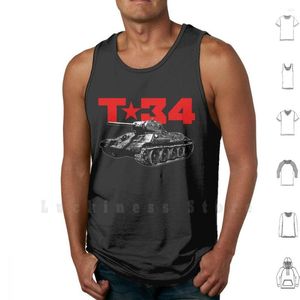 Herren Tank Tops T-34 Weste Ärmellos Mittel Sowjetunion Zweiter Weltkrieg Wwii F 34 Gun Combat Vehicle Iron Horse A