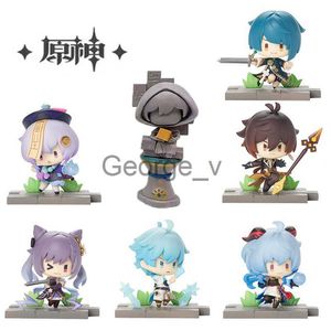 Minifig 7pcsset Genshin Impact Anime Figure Liyue Battlefield Heroes Action Figure QiqiMoraxGanyuXingqiuChongyunKeqing Figure Toys J230629