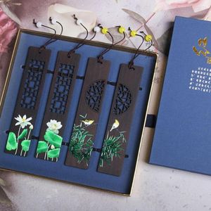 High Quality 1pcs Chinese Style Retro Bookmarks Wood Exquisitely Carved Stationery Supplies