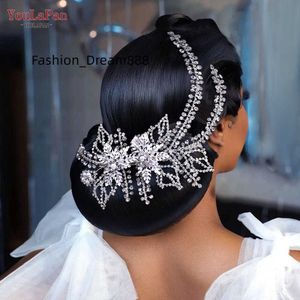 YouLaPan HP254 Shining Rhinestone Alloy Flower Long Tail Hair Clips Women Bridal Hair Accessories Wedding Headpiece