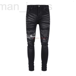 Men's Jeans designer Designer Clothing Amires Denim Pants Amies New Mens Black Perforated Embroidered American High Street Slim Fit