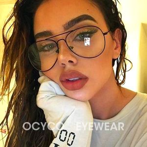 Eyeglass Frame Transparent Womens Glasses Pilot Black Spectacle Clear Lens Fake Feminino Eyeglasses 230628