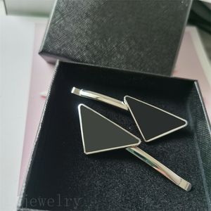Girls enamelled triangle snap clips metal designer hair clip fashionable thick hold mini designer hair clips black white retro simple solid color ZB046