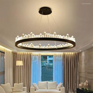 Pendant Lamps Modern Crystal Tube Led Lights Gold/Black Metal Living Room Chandelier Light Dining Hanging Lamp