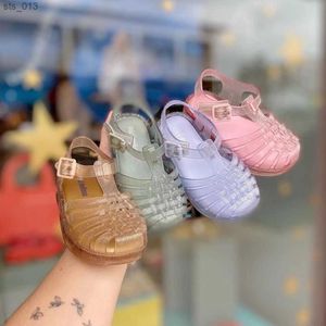 Mini Melissa 2022 Girl's Roma Jelly Sandals Princess Sparkle Fashion Jelly Shoes Kids Candy color Beach wear for Children HMI043