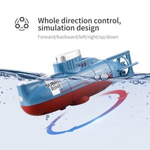 Electric/RC Boats Mini RC Submarine 6 kanałowy zdalne sterowanie statek łodzi Wodoodporne nurkowanie symulacji zabawki Prezent dla dzieci 230629