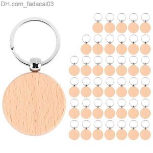 Keychains Keychains Lanyards 40Pcs Blank Round Wooden Key Chain Diy Wood Keychains Key Tags Can Engrave Diy Gifts 40mm 230220 Z230630